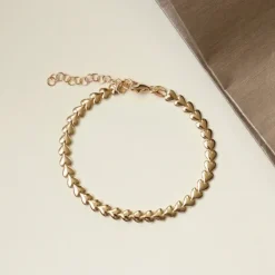 Hjerte armbånd i forgyldt sølv med vedhæng i forgyldt sølv