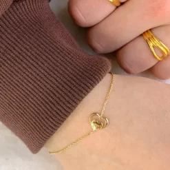Hjerte armbånd i forgyldt sølv med vedhæng i forgyldt sølv