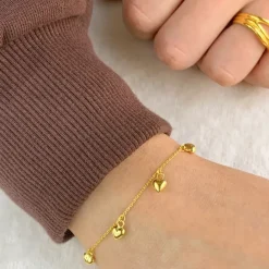 Hjerte armbånd i forgyldt sølv med vedhæng i forgyldt sølv