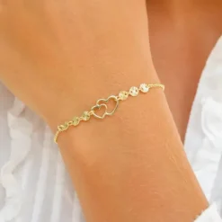 Hjerte armbånd i forgyldt sølv med vedhæng i forgyldt sølv