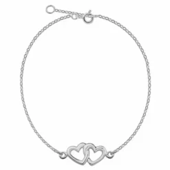 Hjerte armbånd i sølv med hjertevedhæng i sølv
