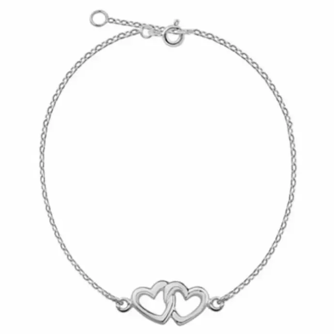 Hjerte armbånd i sølv med hjertevedhæng i sølv