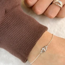 Hjerte armbånd i sølv med hjertevedhæng i sølv
