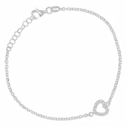 Hjerte armbånd i sølv med hjertevedhæng i sølv
