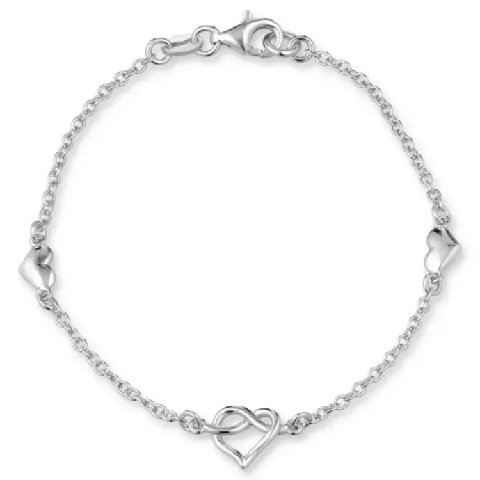 Hjerte armbånd i sølv med vedhæng i sølv