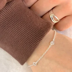 Hjerte armbånd i sølv med vedhæng i sølv
