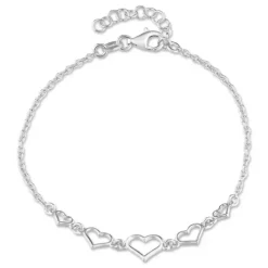 Hjerte armbånd i sølv med vedhæng i sølv