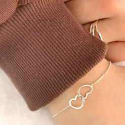 Hjerte armbånd i sølv med vedhæng i sølv