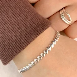 Hjerte armbånd i sølv med vedhæng i sølv