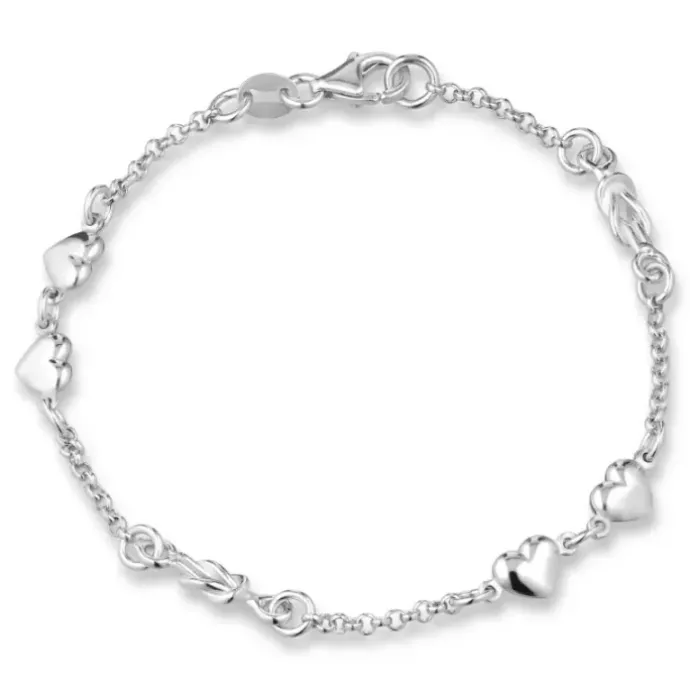 Hjerte armbånd i sølv med vedhæng i sølv