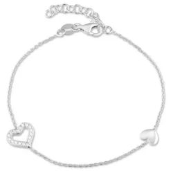 Hjerte armbånd i sølv med vedhæng i sølv