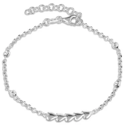 Hjerte armbånd i sølv med vedhæng i sølv