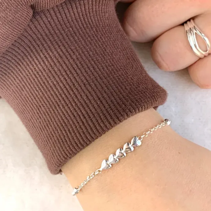 Hjerte armbånd i sølv med vedhæng i sølv