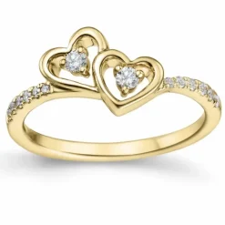 Hjerte diamant ring i 14 karat guld 0,178 ct