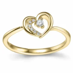 Hjerte diamant ring i 14 karat guld 0,065 ct