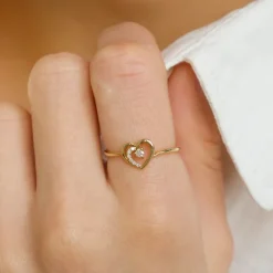 Hjerte diamant ring i 14 karat guld 0,065 ct