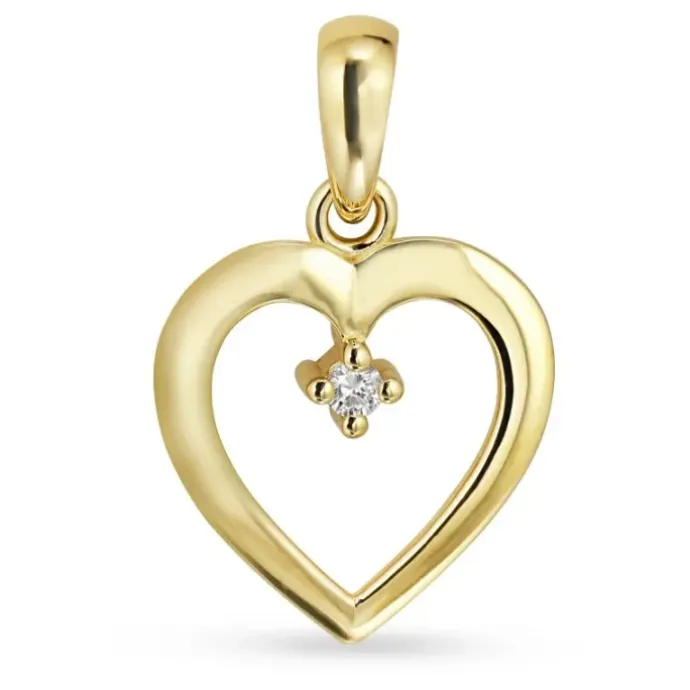 Hjerte diamant vedhæng i 8 karat guld 0,02 ct