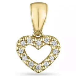 Hjerte diamant vedhæng i 9 karat guld 0,06 ct