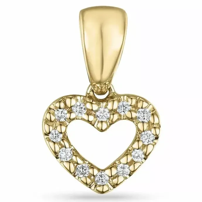 Hjerte diamant vedhæng i 9 karat guld 0,06 ct