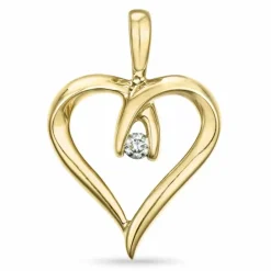 Hjerte diamant vedhæng i 14 karat guld 0,04 ct