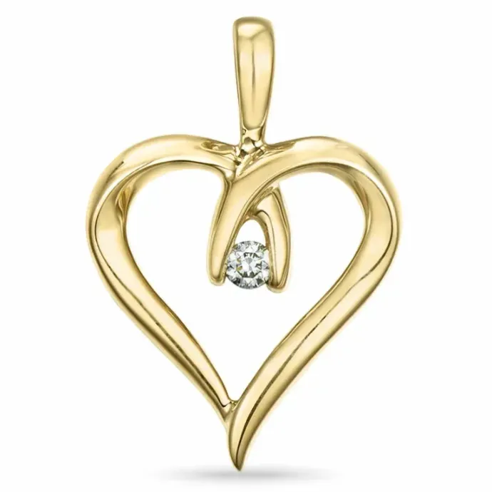 Hjerte diamant vedhæng i 14 karat guld 0,04 ct
