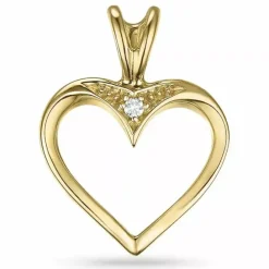 Hjerte diamant vedhæng i 9 karat guld 0,009 ct