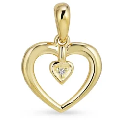 Hjerte diamant vedhæng i 8 karat guld 0,005 ct