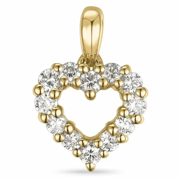 Hjerte diamant vedhæng i 14 karat guld 0,264 ct