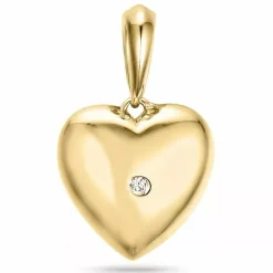 Hjerte diamant vedhæng i 14 karat guld 0,01 ct