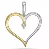 Hjerte diamant vedhæng i 14 karat guld.- og hvidguld 0,01 ct