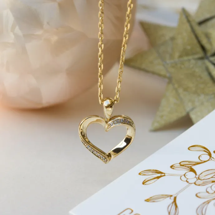 Hjerte diamant vedhæng i 8 karat guld 0,0015 ct
