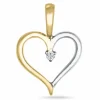 Hjerte diamant vedhæng i 14 karat guld.- og hvidguld 0,008 ct