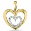 Hjerte diamant vedhæng i 14 karat guld.- og hvidguld 0,18 ct