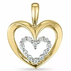 Hjerte diamant vedhæng i 14 karat guld.- og hvidguld 0,18 ct