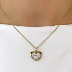 Hjerte diamant vedhæng i 14 karat guld.- og hvidguld 0,18 ct