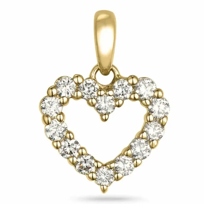 Hjerte diamant vedhæng i 14 karat guld 0,25 ct