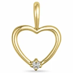 Hjerte diamant vedhæng i 14 karat guld 0,013 ct
