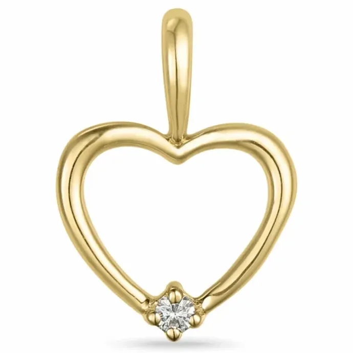 Hjerte diamant vedhæng i 14 karat guld 0,013 ct