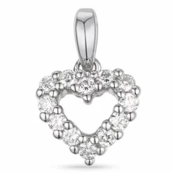 Hjerte diamantvedhæng i 14 karat hvidguld 0,18 ct