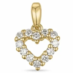 Hjerte diamantvedhæng i 14 karat guld 0,18 ct