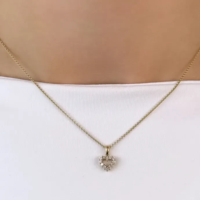 Hjerte diamantvedhæng i 14 karat guld 0,18 ct
