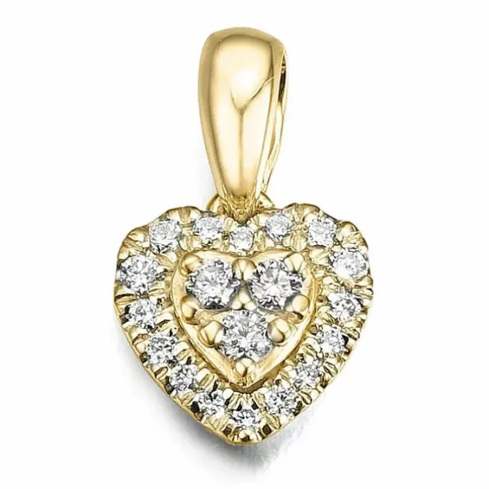 Hjerte diamantvedhæng i 14 karat guld 0,14 ct