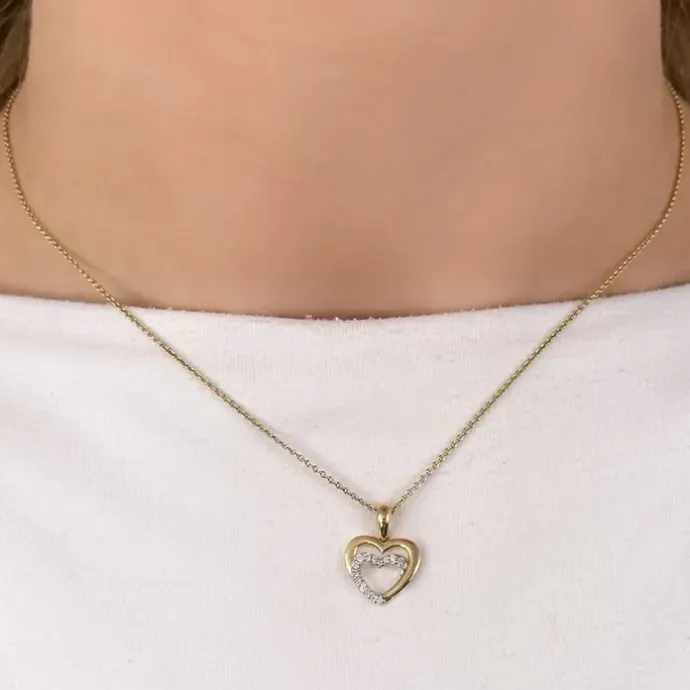 Hjerte diamantvedhæng i 14 karat guld.- og hvidguld 0,08 ct