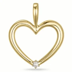 Hjerte diamantvedhæng i 14 karat guld 0,02 ct