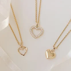 Hjerte diamantvedhæng i 14 karat guld 0,01 ct