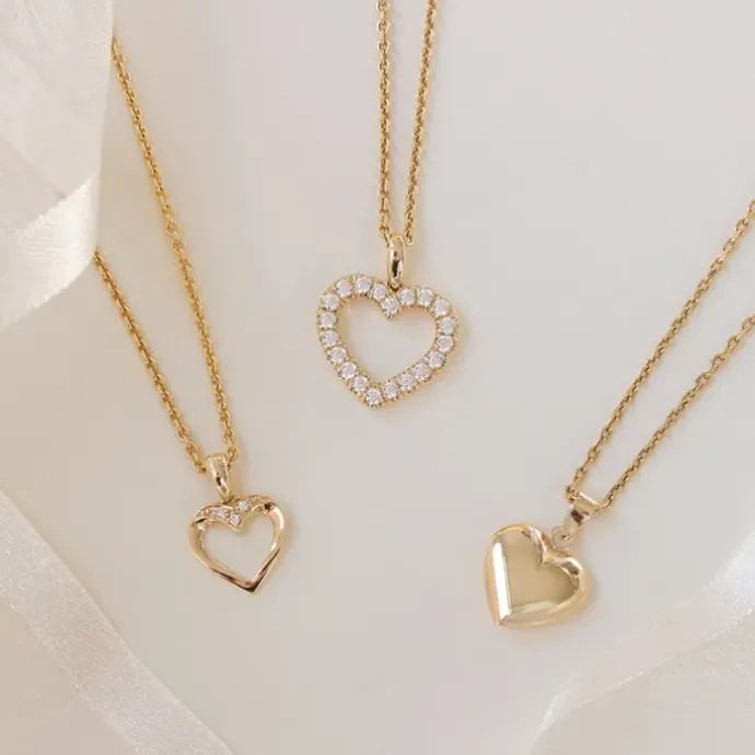 Hjerte diamantvedhæng i 14 karat guld 0,01 ct