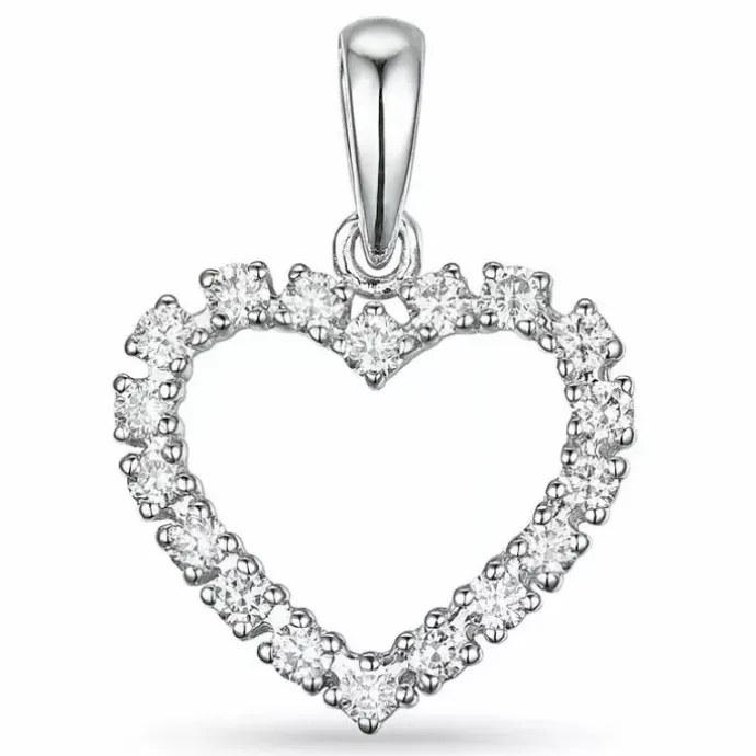 Hjerte diamantvedhæng i 14 karat hvidguld 0,39 ct