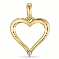 Hjerte diamantvedhæng i 14 karat guld 0,01 ct