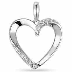 Hjerte diamantvedhæng i 14 karat hvidguld 0,08 ct