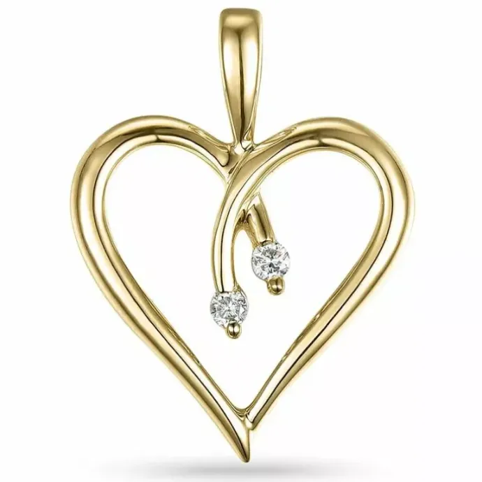 Hjerte diamantvedhæng i 14 karat guld 0,04 ct